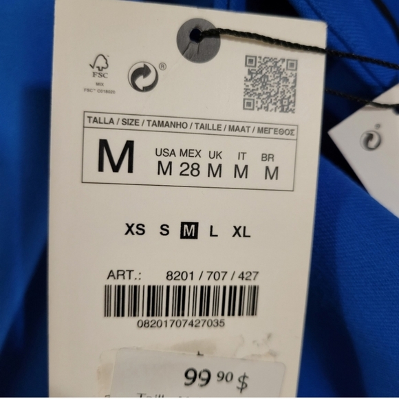 Zara Straight Leg Pants Limited Edition Blue NWT - Picture 2 of 9